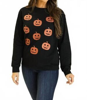 NEW GRACE + EMMA pumpkin sweater in black